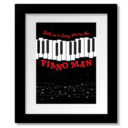 Piano Man by Billy Joel - Classic Rock Art Song Lyrics Print Song Lyrics Art Song Lyrics Art 8x10 Framed and Matted Print 