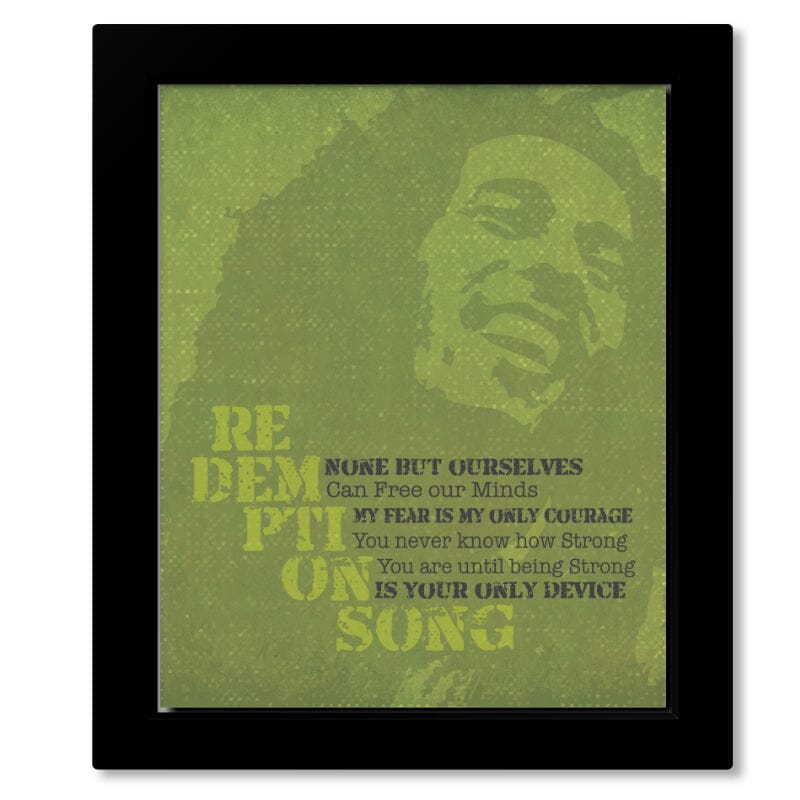 Redemption Song by Bob Marley - Lyric Reggae Inspired Art Song Lyrics Art Song Lyrics Art 8x10 Framed Print without Mat 
