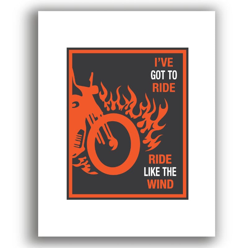 Ride Like the Wind by Christopher Cross - 70s Song Art Print Song Lyrics Art Song Lyrics Art 8x10 White Matted Unframed Print 