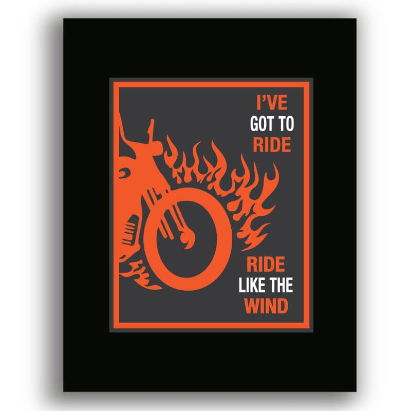 Ride Like the Wind by Christopher Cross - 70s Song Art Print Song Lyrics Art Song Lyrics Art 8x10 Black Matted Unframed Print 