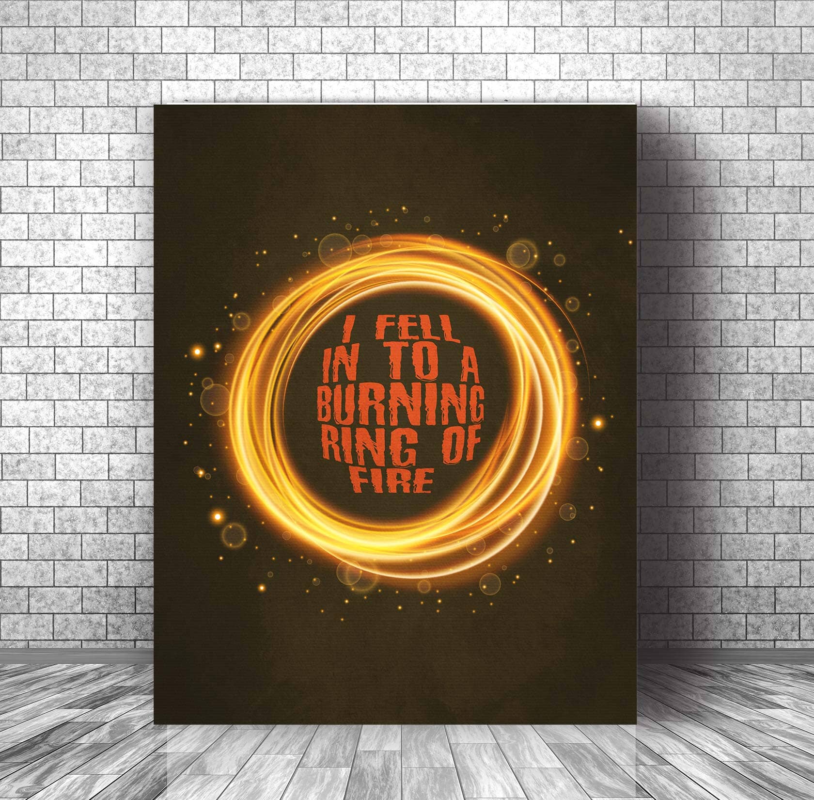 Ring of Fire by Johnny Cash - Country Music Song Lyrics Art Song Lyrics Art Song Lyrics Art 11x14 Canvas Wrap 