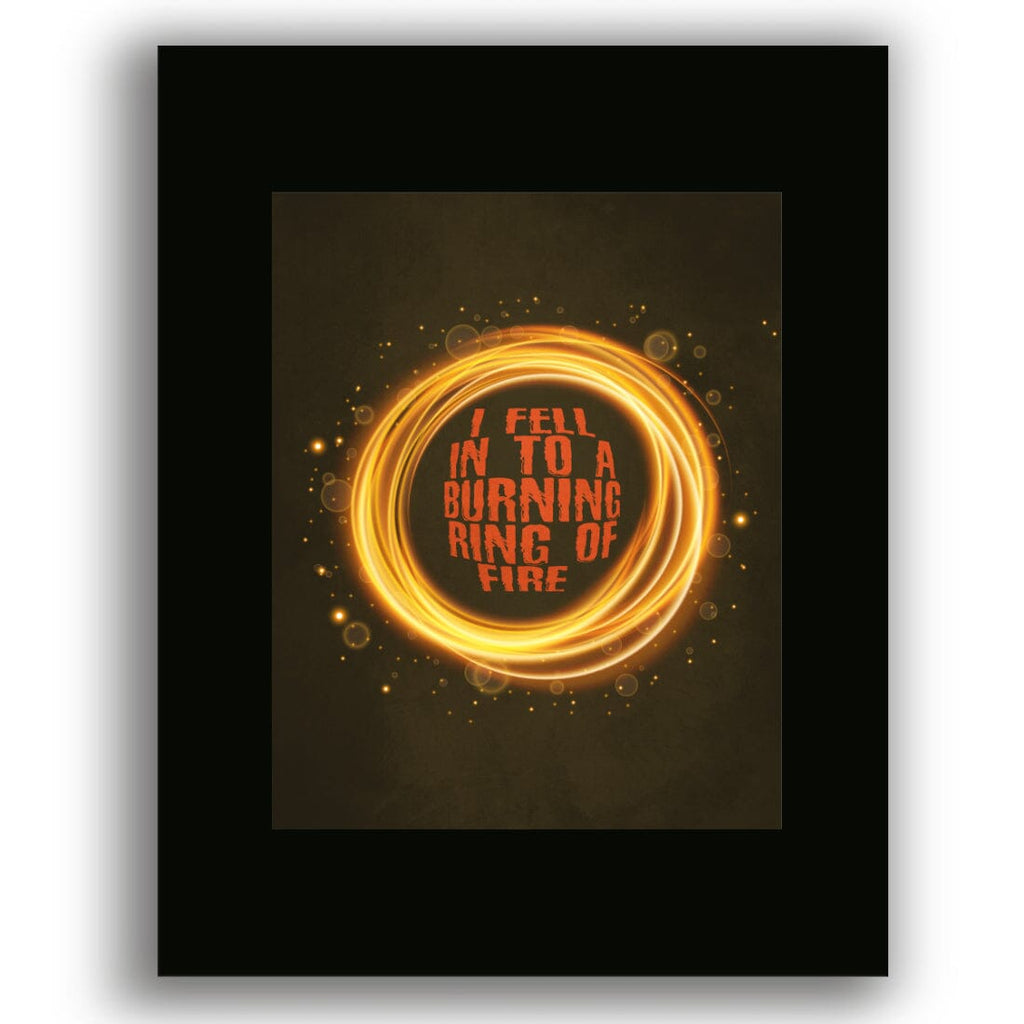 Country Music Song Lyrics Wall Art Decor - Ring of Fire by Johnny Cash