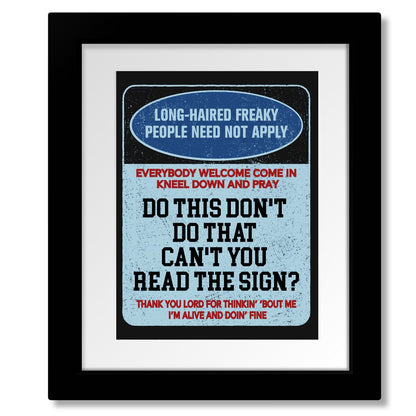 Signs by Five Man Electrical Band - 70s Rock Music Print Song Lyrics Art Song Lyrics Art 8x10 Matted and Framed Print 