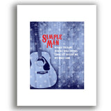 Simple Man by Lynyrd Skynyrd - Lyrical Graphic Song Print