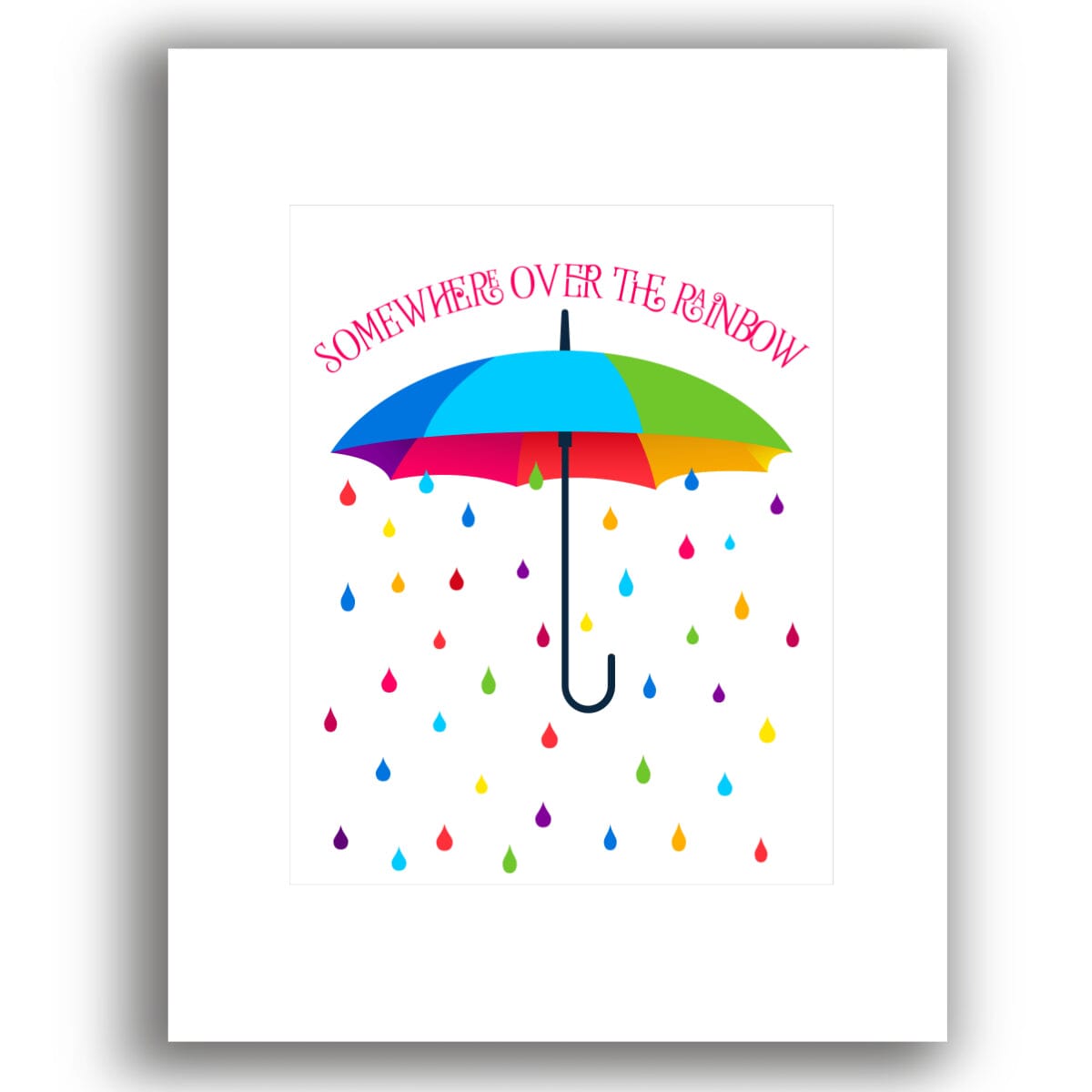 Somewhere Over the Rainbow from Wizard of Oz Art Print Song Lyrics Art Song Lyrics Art 8x10 White Matted Print 