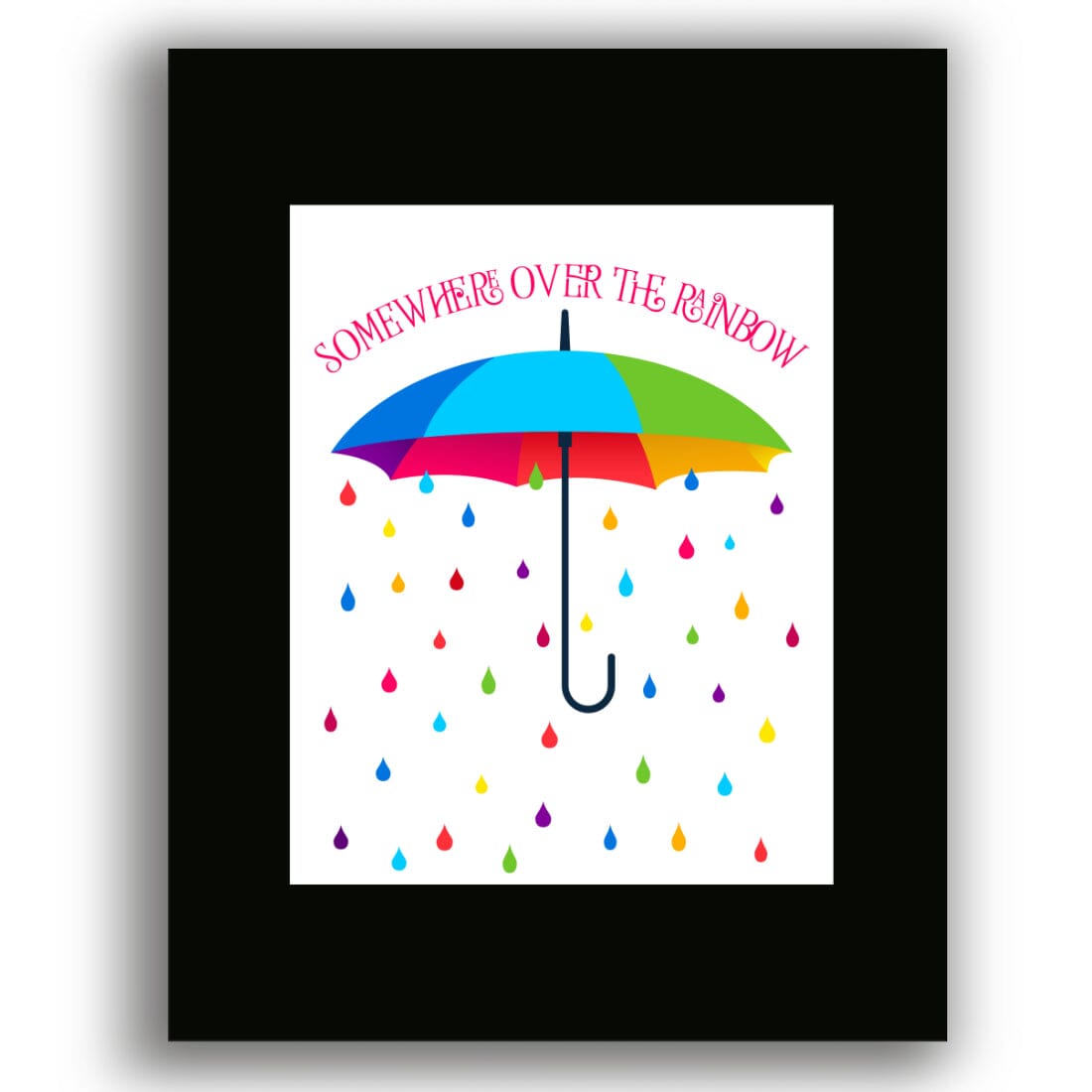 Somewhere Over the Rainbow from Wizard of Oz Art Print Song Lyrics Art Song Lyrics Art 8x10 Black Matted Print 