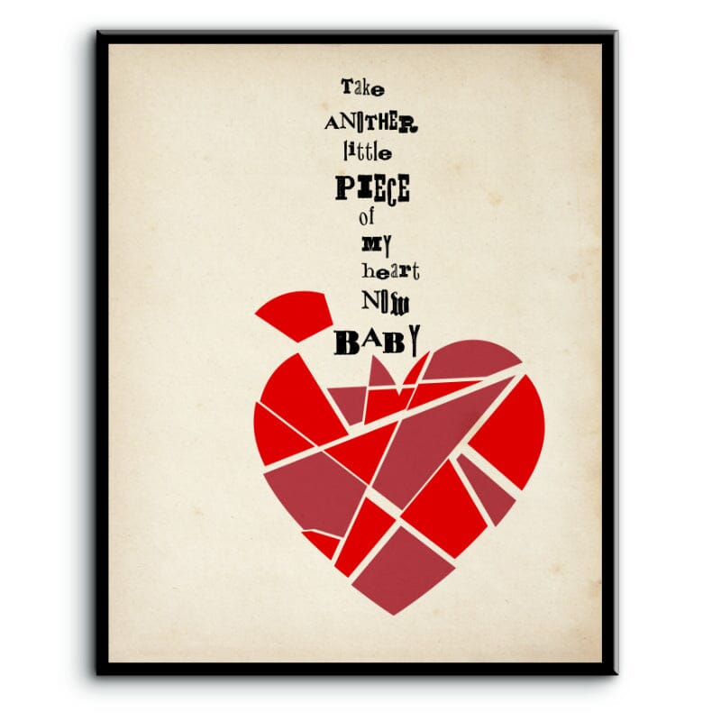 Little Piece of My Heart by Janis Joplin - Song Lyric Decor Song Lyrics Art Song Lyrics Art 8x10 Plaque Mount 