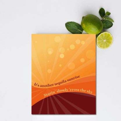 Tequila Sunrise by the Eagles - Music Song Lyric Art Print Song Lyrics Art Song Lyrics Art 8x10 Unframed Print 