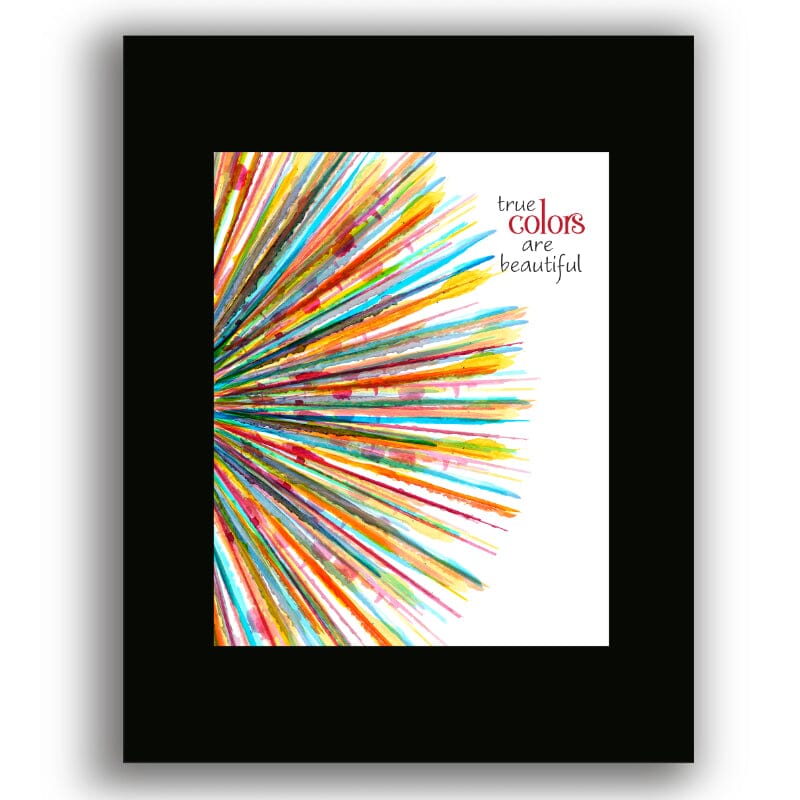 True Colors by Cyndi Lauper - Music Lyric Art Wall Print Song Lyrics Art Song Lyrics Art 8x10 Black Matted Print 