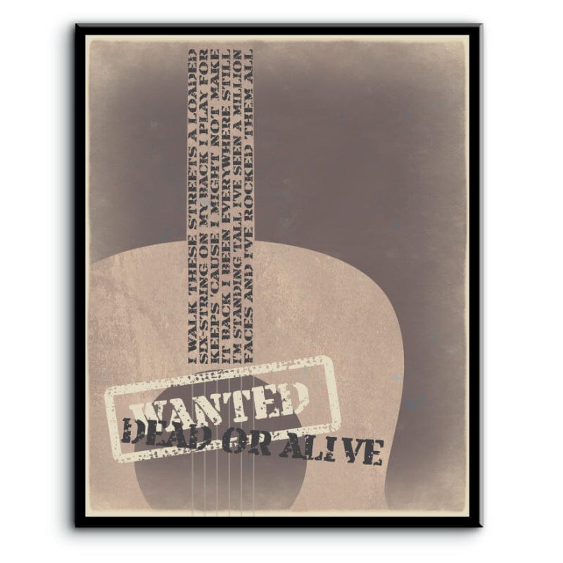 Wanted Dead or Alive Bon Jovi - Song Lyric Wall Print Decor Song Lyrics Art Song Lyrics Art 8x10 Plaque Mount 