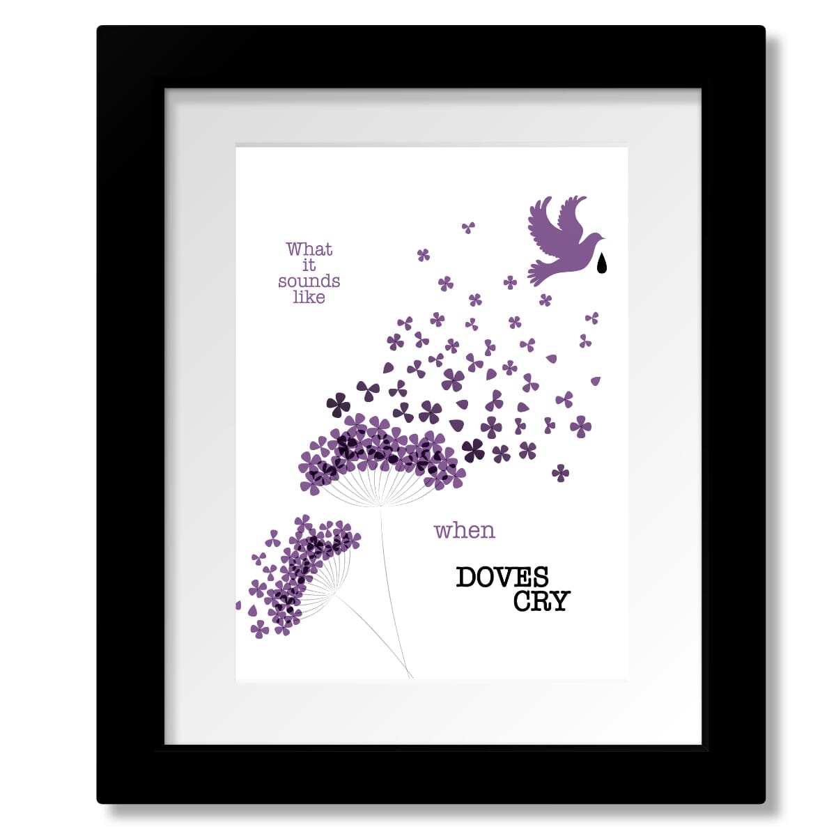 When Doves Cry by Prince - Song Lyrics Wall Art Print Poster Song Lyrics Art Song Lyrics Art 8x10 Matted and Framed Print 