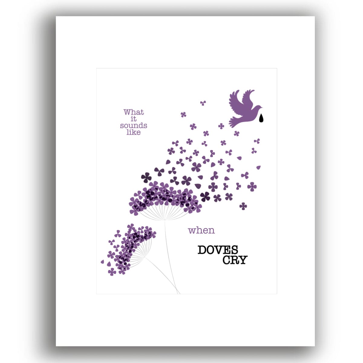 When Doves Cry by Prince - Song Lyrics Wall Art Print Poster Song Lyrics Art Song Lyrics Art 8x10 White Matted Print 