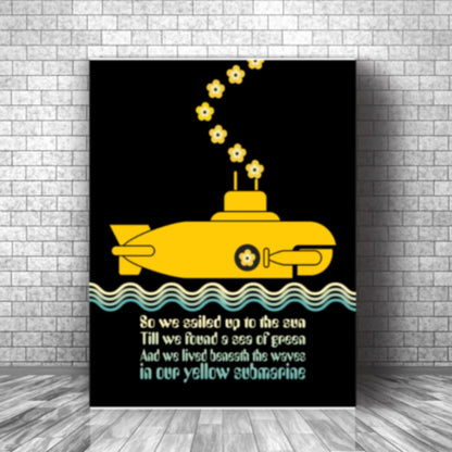 Yellow Submarine by the Beatles - Print Song Lyric Music Art Song Lyrics Art Song Lyrics Art 11x14 Canvas Wrap 